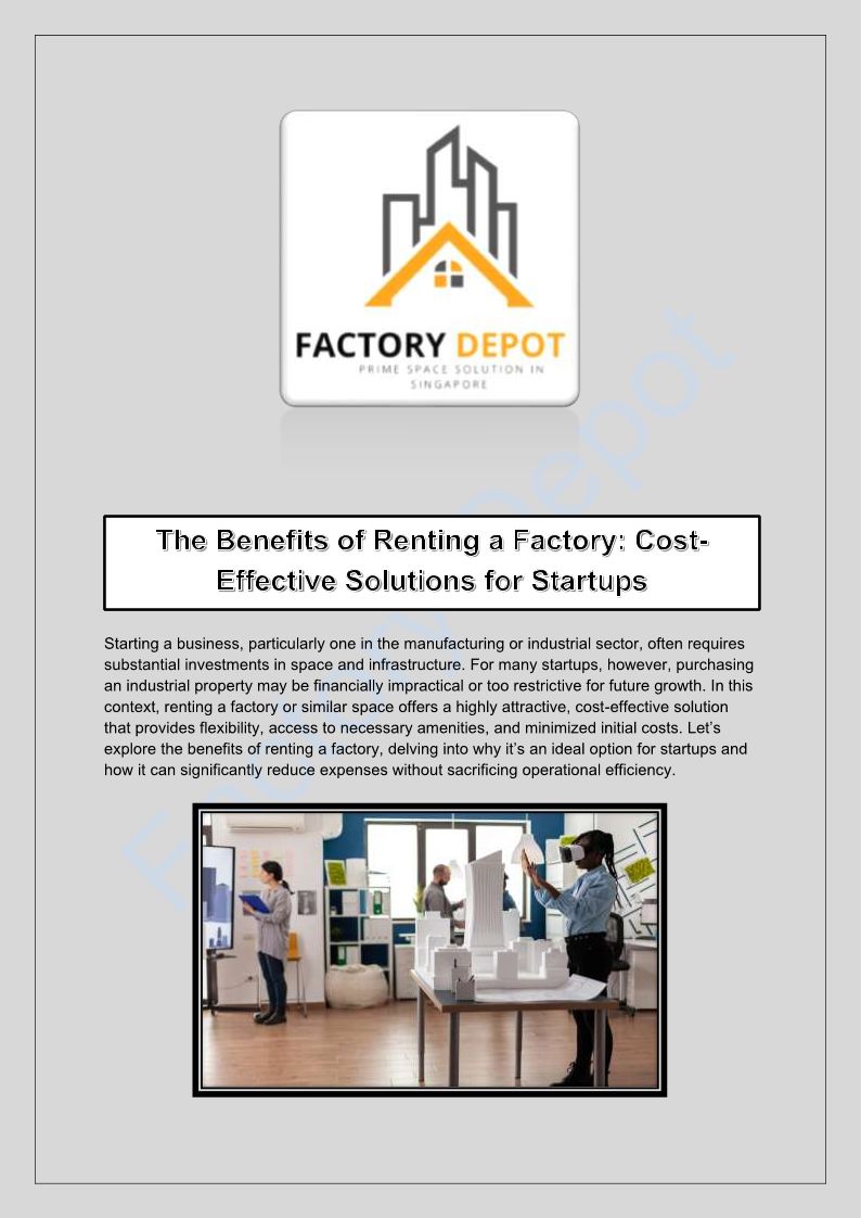 The Benefits Of Renting A Factory  Cost-Effective Solutions For Startups