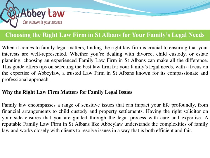 PPT - Choosing the Right Law Firm in St Albans for Your Family’s Legal Needs PowerPoint Presentation - ID:14014563