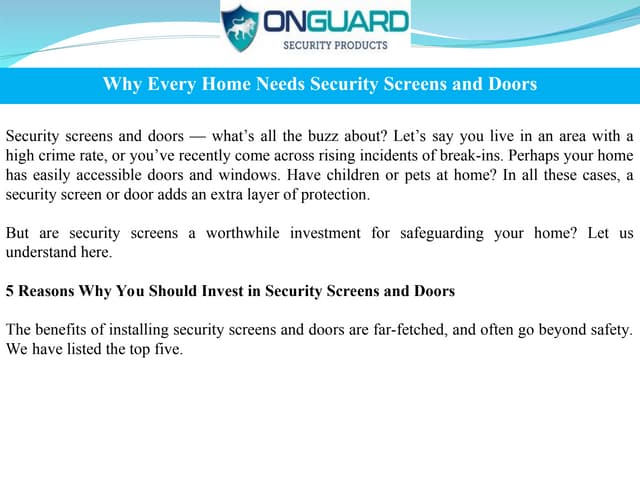 Why Every Home Needs Security Screens and Doors | PPT