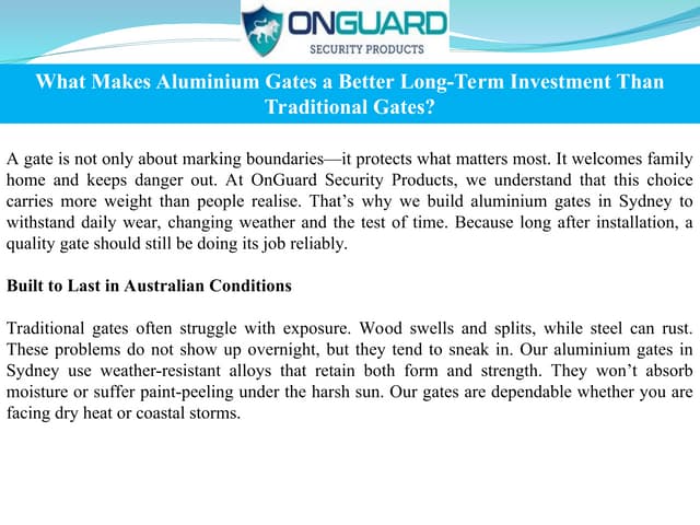 What Makes Aluminium Gates a Better Long-Term Investment Than Traditional Gates? | PPT