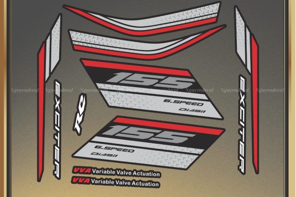 Tem xe Exciter 155 mẫu zin trang trí dàn áo -         Nguyễn Decal - Chuyên Dán Keo Xe Design Tem Xe Decal Tem Xe Nguyễn Decal