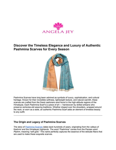 Discover the Timeless Elegance and Luxury of Authentic Pashmina Scarves for Every Season | DOCX