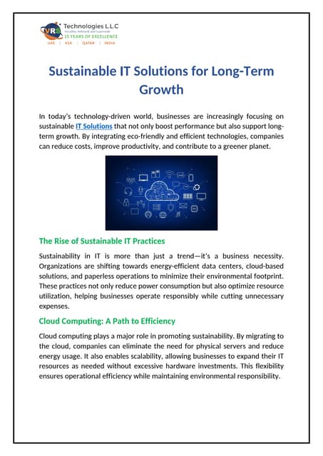 Sustainable IT Solutions for Long-Term Growth | PDF