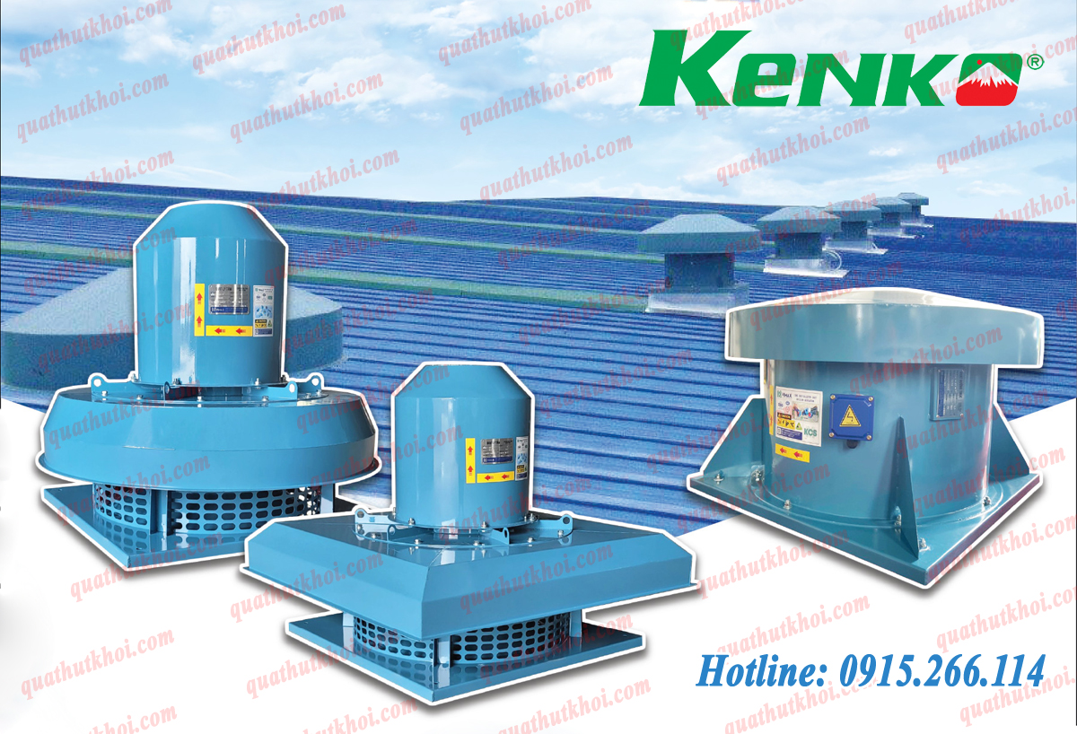 Quạt hướng trục hút khói gắn mái cho nhà xưởng KENKO