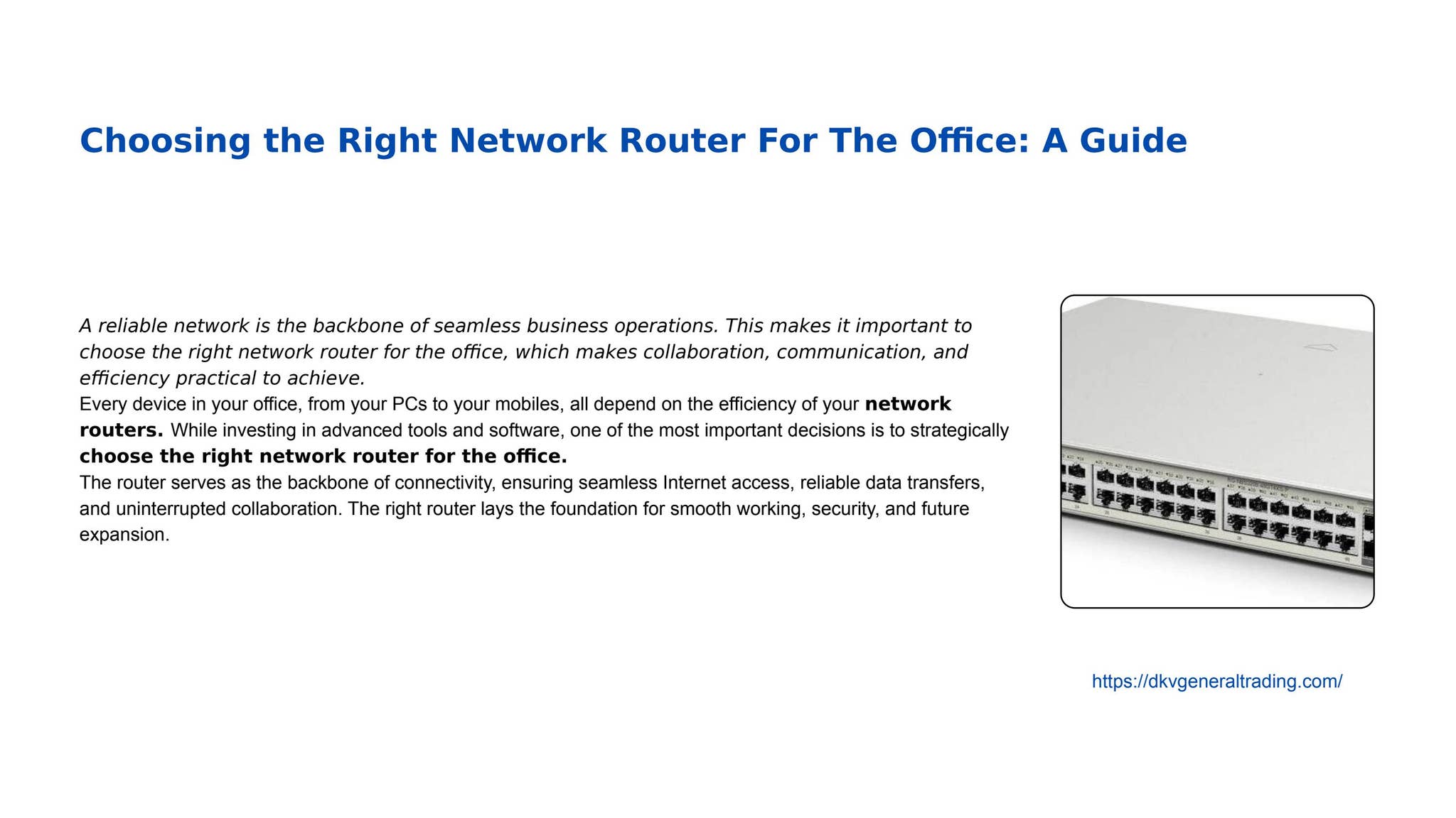 How to Choose the Right Network Router for the Office by DKV International General Trading LLC - Issuu