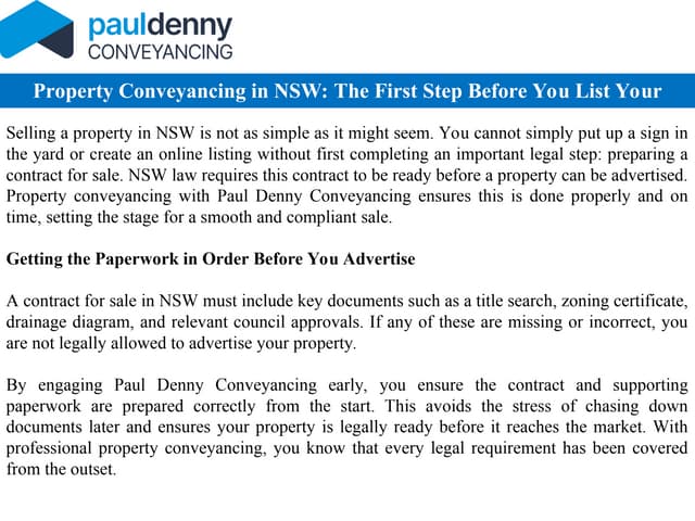 Property Conveyancing in NSW: The First Step Before You List Your Home | PPT