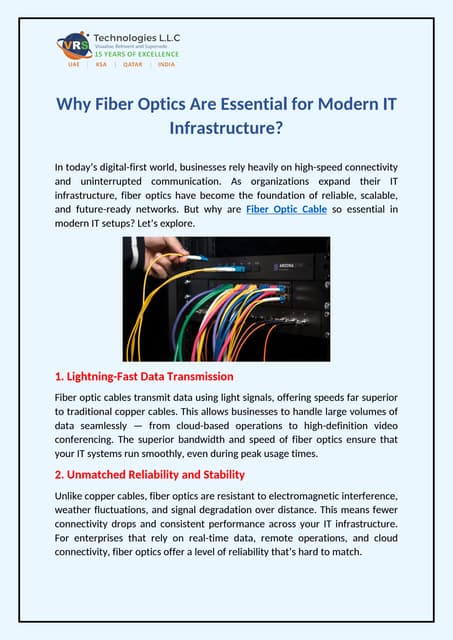 Why Fiber Optics Are Essential for Modern IT Infrastructure? | PDF
