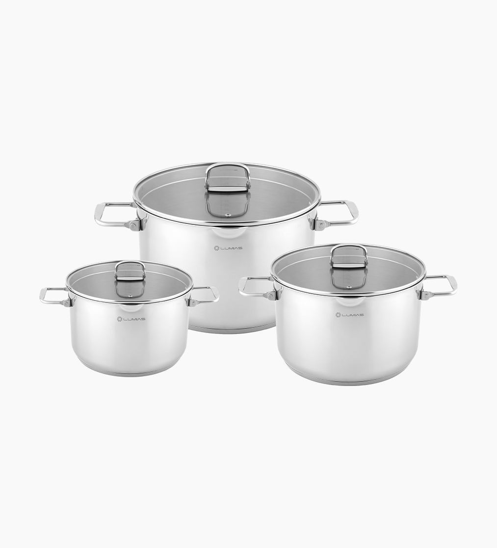 Bộ nồi inox 3 món cao cấp Lumias NOVA Cookware - Chính hãng