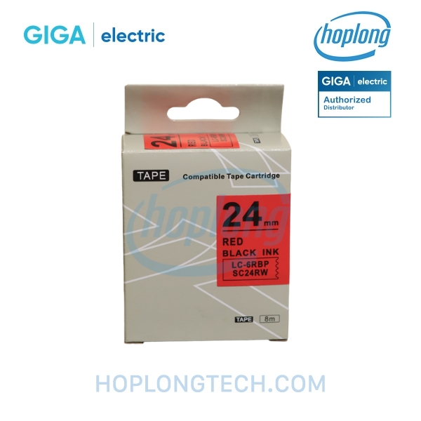 Nhãn in SC24RW Giga Electric - 24mm - Chữ đen nền đỏ