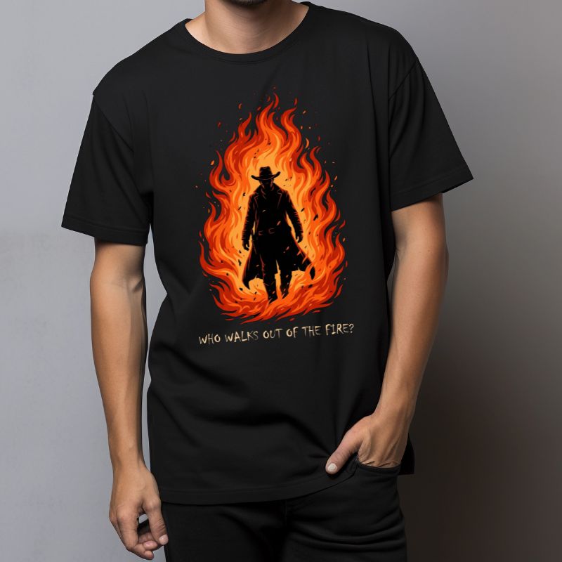 The Abandons Western Graphic T-Shirt – "Who Walks Out Of The Fire?" Cinematic Cowboy Tee - HeyBuy Store