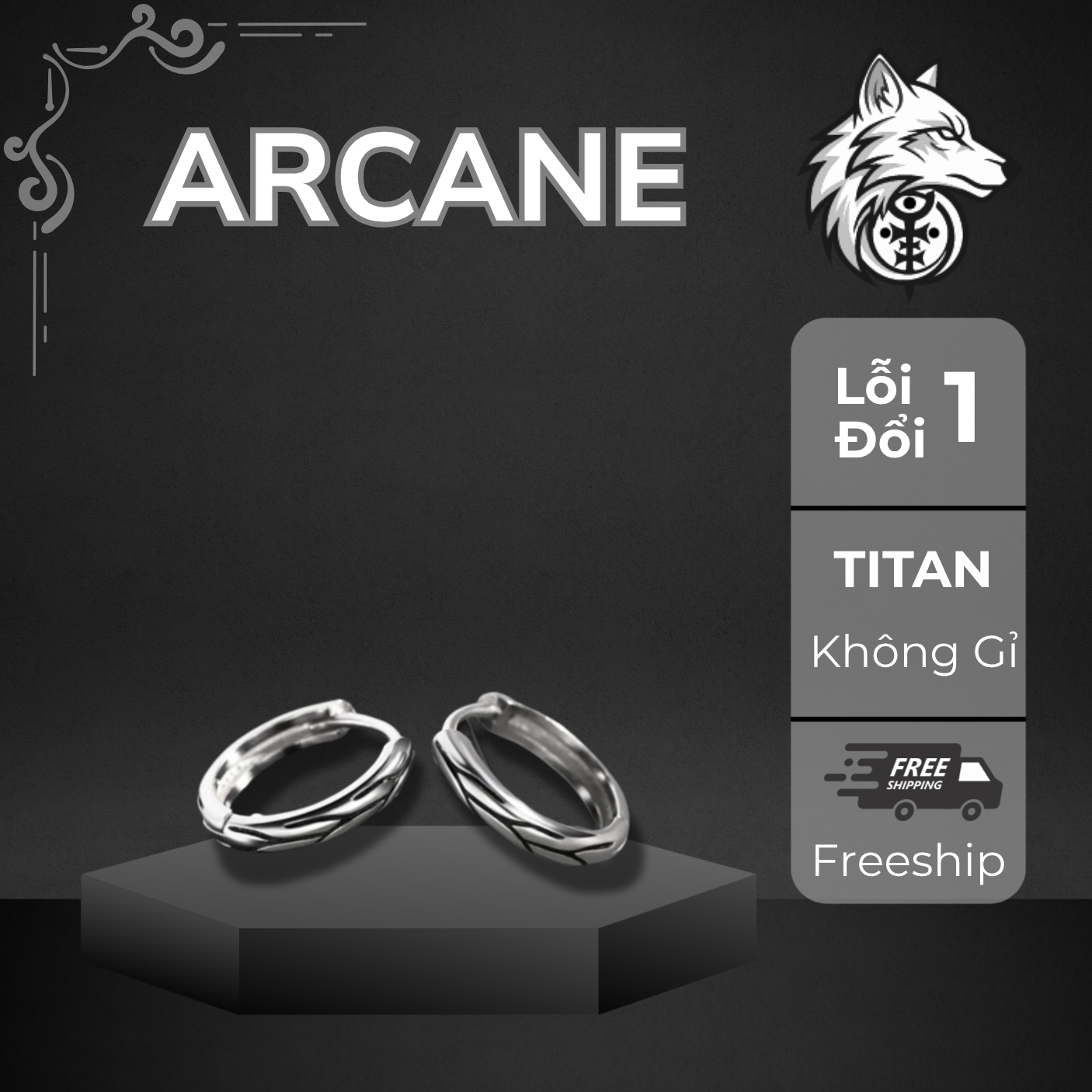 KHUYÊN TAI TITAN XOẮN BẠC - ARCANE