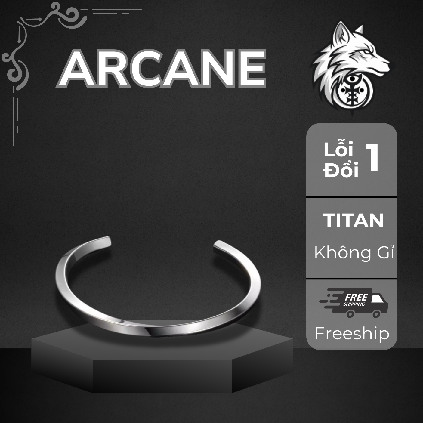 VÒNG TAY TITAN CUFF XOẮN BẢN TRƠN - ARCANE