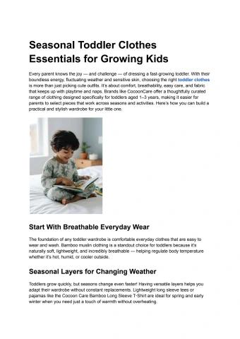Seasonal Toddler Clothes Essentials for Growing Kids