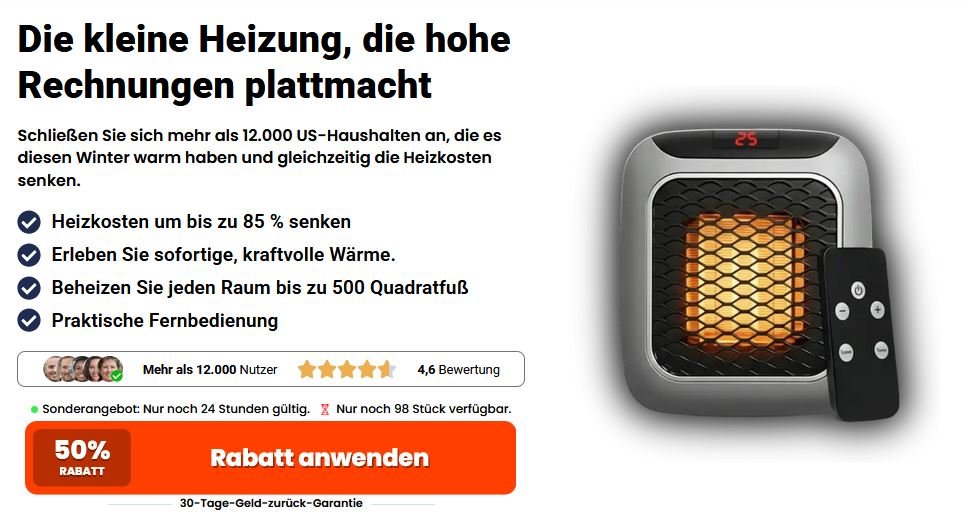 WellHeater Erfahrungen - Tragbarer Keramikheizung im Test – Preis – Kaufen