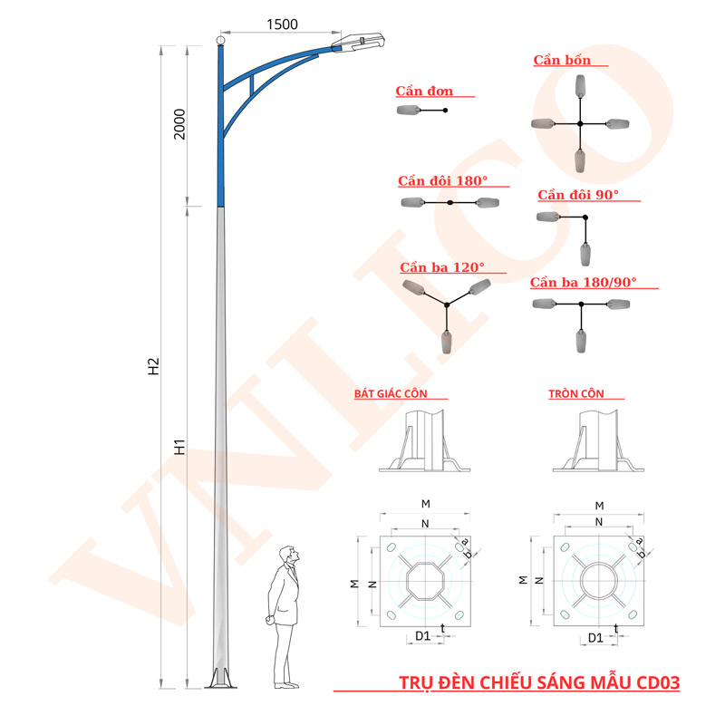 Cột Đèn Cao Áp STK 03 – Chống Gỉ Sét - Giá Cạnh Tranh