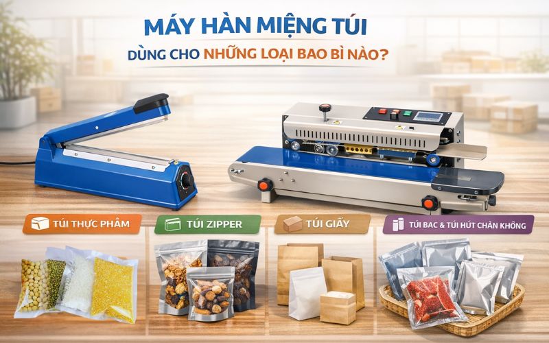 Máy hàn miệng túi dùng cho những loại bao bì...