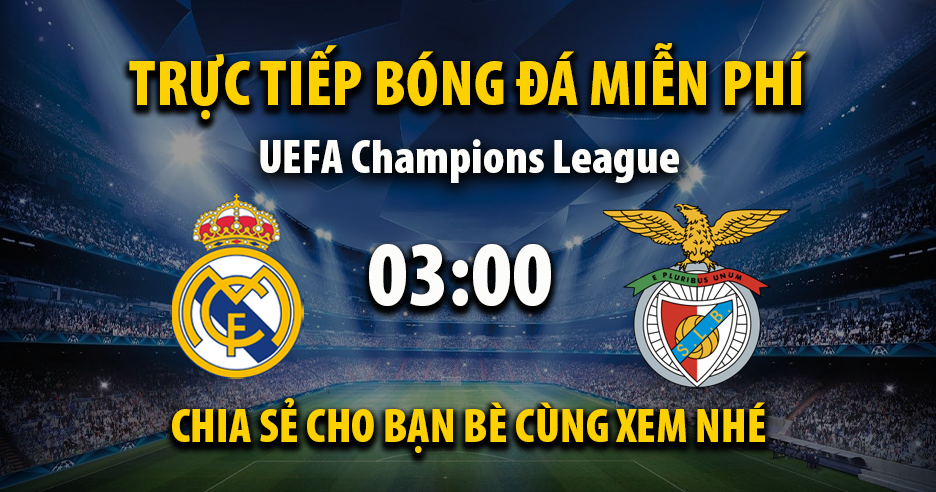 Link trực tiếp Real Madrid vs Benfica 03:00, ngày 26/02 - Xoilac365.tv