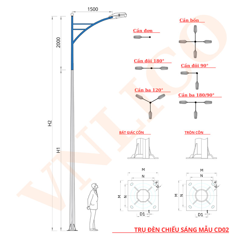 Cột Đèn Cao Áp STK 02 - Sản Xuất Tại Xưởng - CO CQ Đầy Đủ