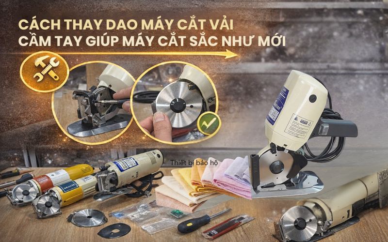 Cách thay dao máy cắt vải cầm tay giúp máy cắt sắc như...