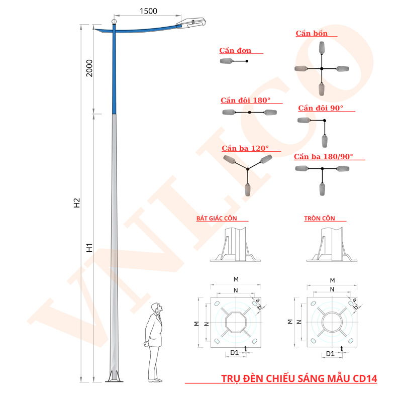 Cột Đèn Cao Áp STK 14 Chống Gỉ – Chất Lượng Cao - Ưu Đãi 9%