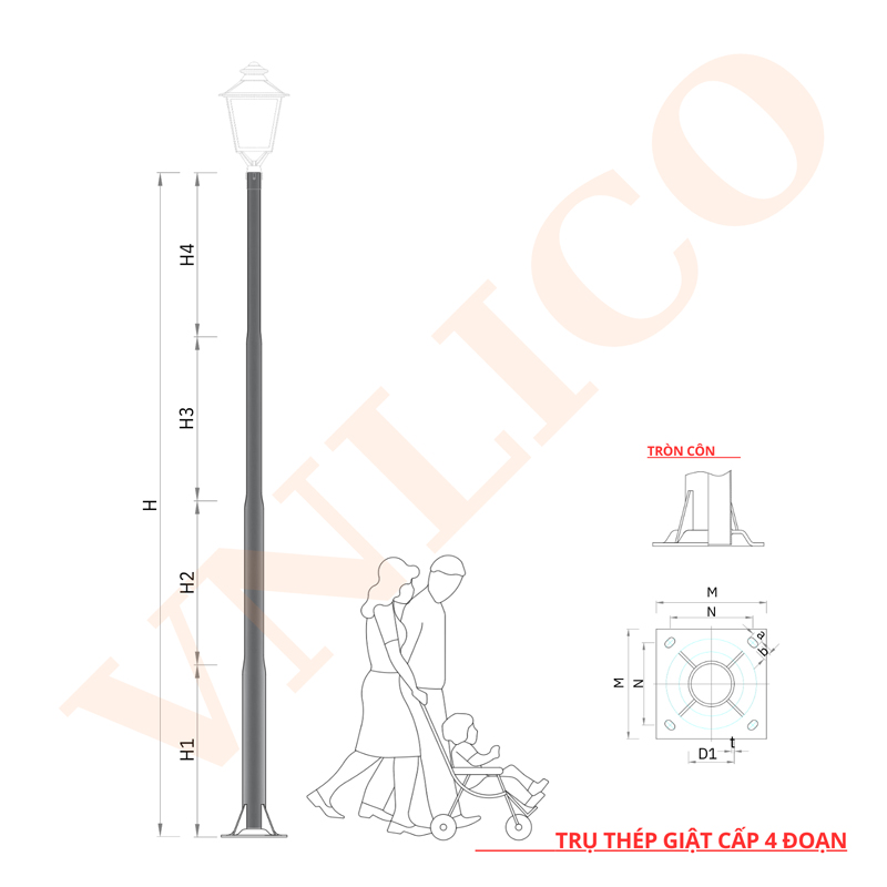 Trụ Thép Trang Trí 4 đoạn – Thiết Kế Cao Cấp - Giá Tốt