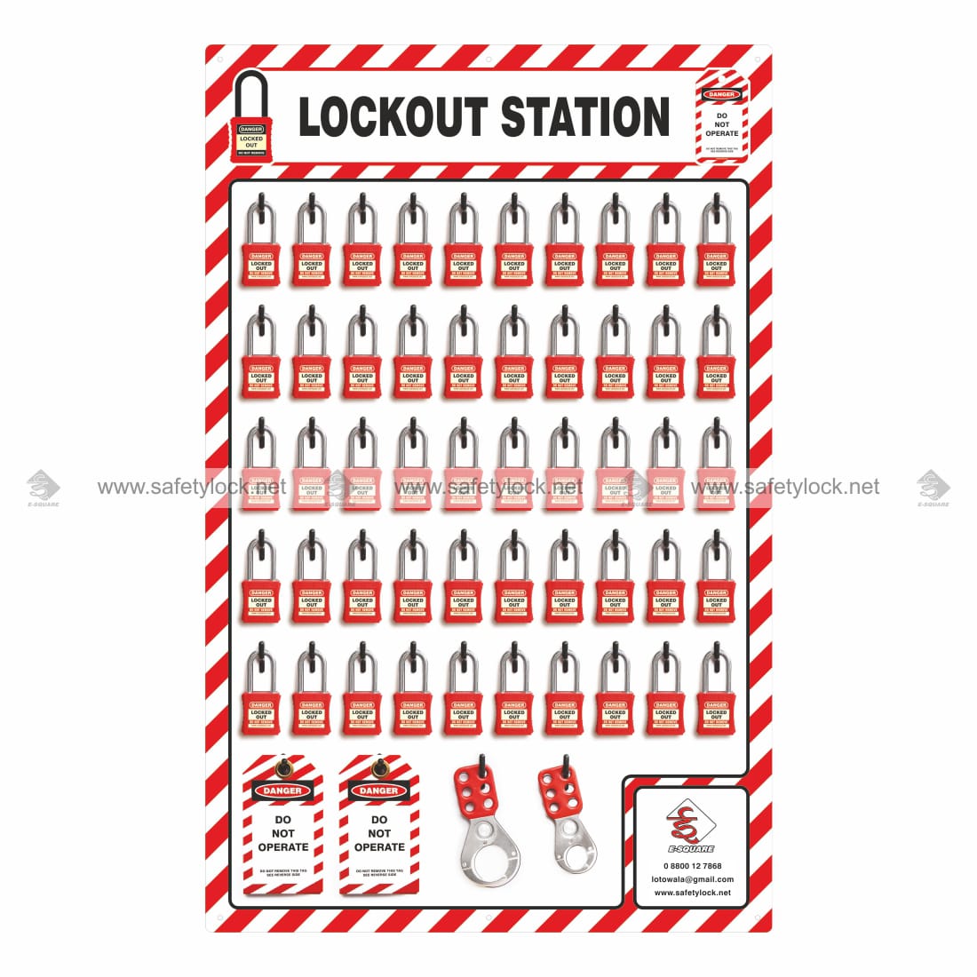 Lockout Shadow Boards for 50 Locks with Goods | LOTO Supplier