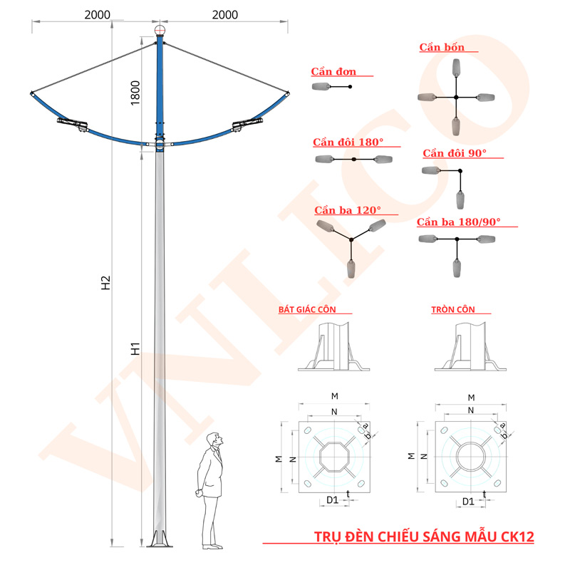 Cột Đèn Cao Áp STK 12CK – Ưu Đãi Tới 9% - Có CO CQ Đầy Đủ