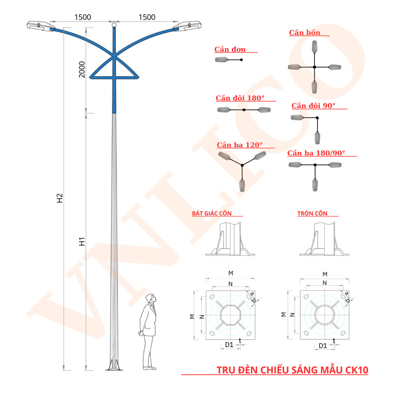Cột Đèn Cao Áp STK 10CK – Sản Xuất Tại Xưởng - Giá Tốt Nhất
