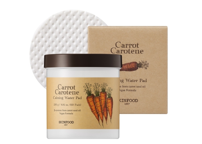 Hộp 60 miếng bông cà rốt / làm dịu mẩn đỏ và mát da / Carrot Carotene Calming Water Pad