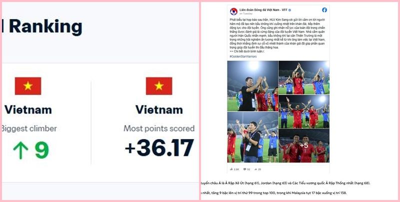 Cả Châu Á quan tâm đến kỳ tích ĐT Việt Nam tăng 9 bậc trên BXH FIFA - M88 Mansion