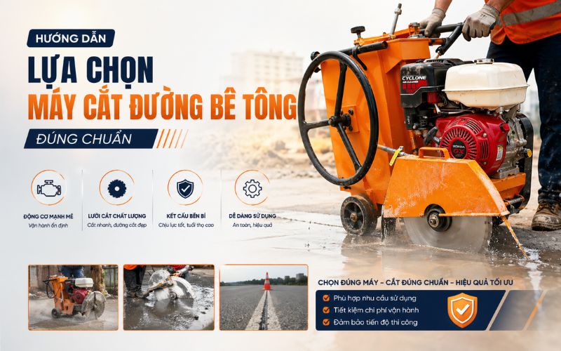 Hướng dẫn lựa chọn máy cắt đường bê tông đúng chuẩn