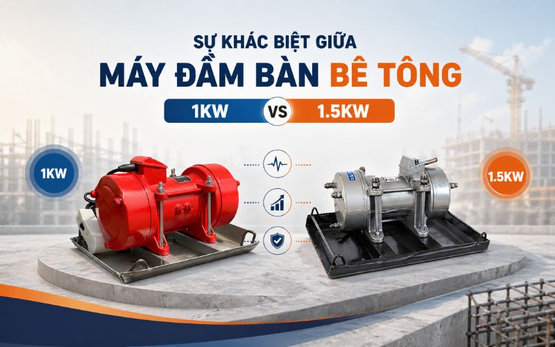 Sự khác biệt giữa máy đầm bàn bê tông 1KW và 1.5KW