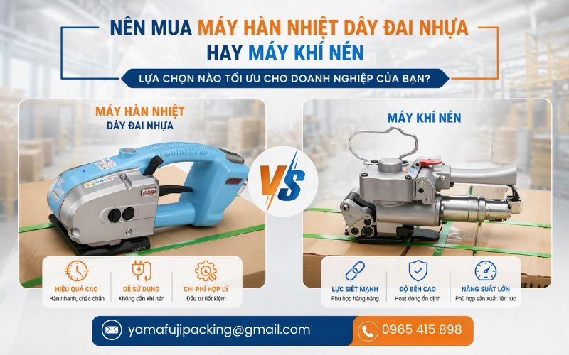Nên mua máy hàn nhiệt dây đai nhựa hay máy khí...