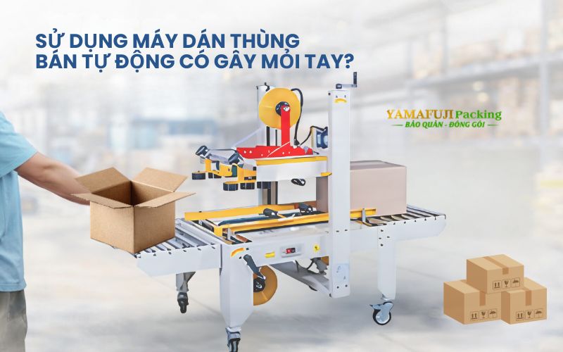 Sử dụng máy dán thùng bán tự động có gây mỏi...