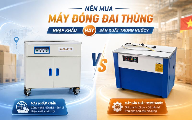 Nên mua máy đóng đai thùng nhập khẩu hay sản xuất trong...