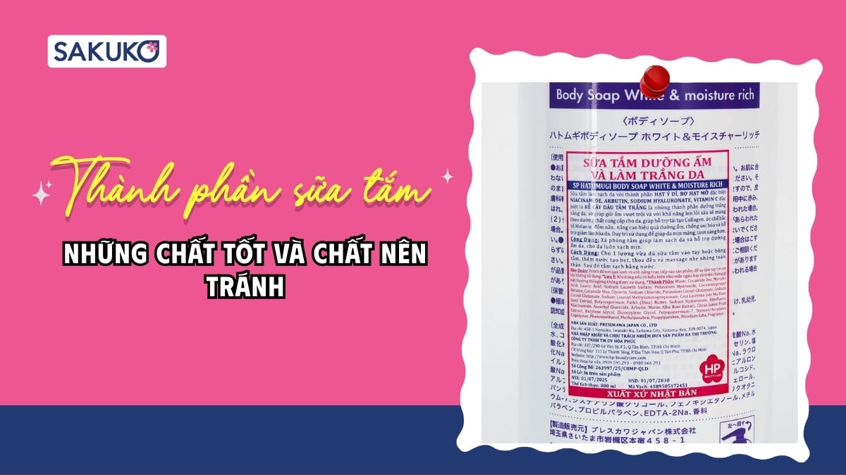 Review thành phần sữa tắm: Những chất tốt và chất nên tránh
