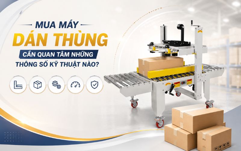 Mua máy dán thùng cần quan tâm những thông số kỹ thuật...